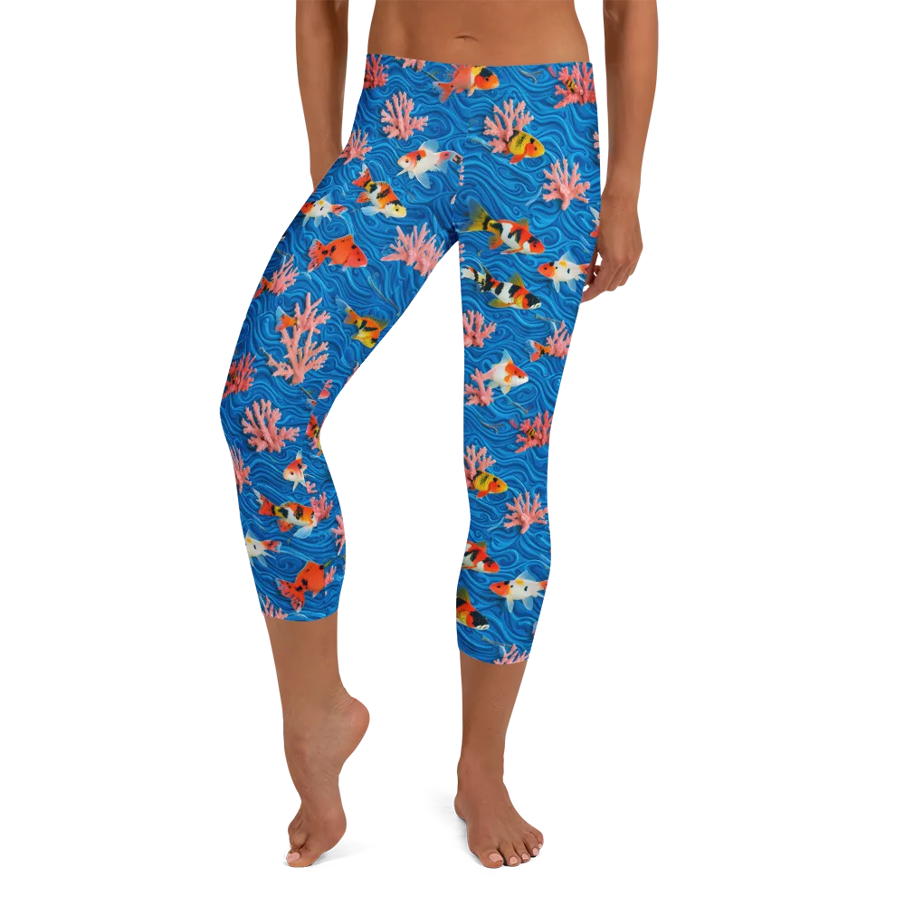 Neon Reef on Capri Leggings — Front