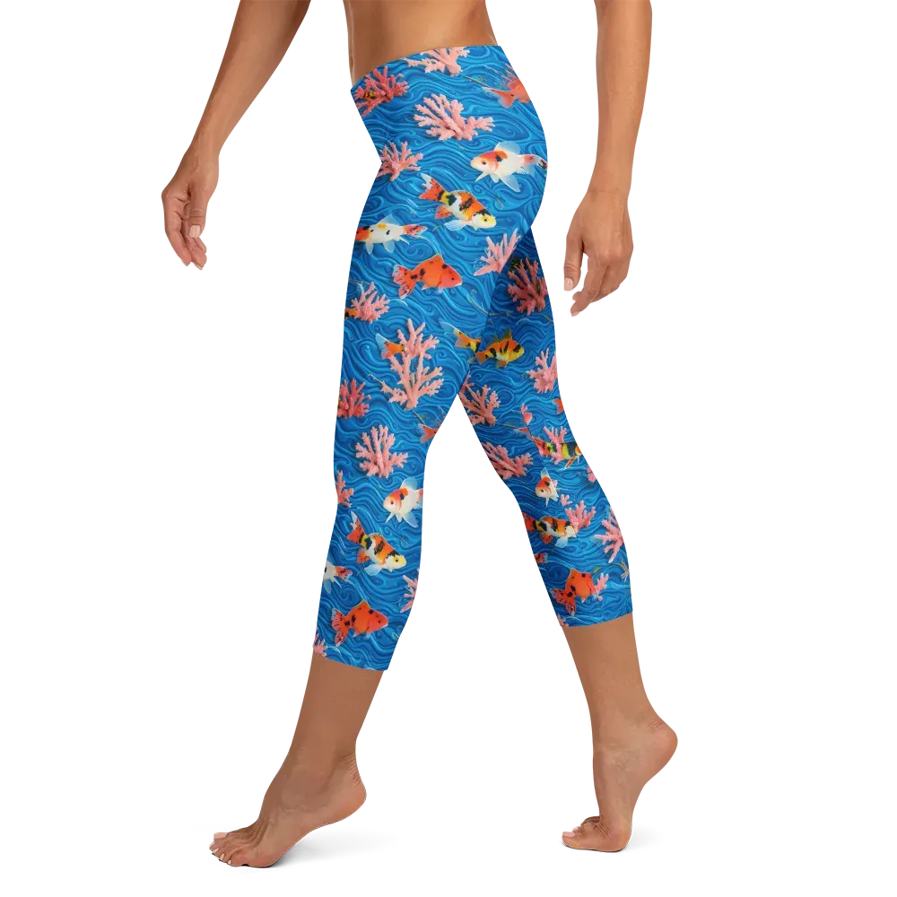 Neon Reef on Capri Leggings — Left