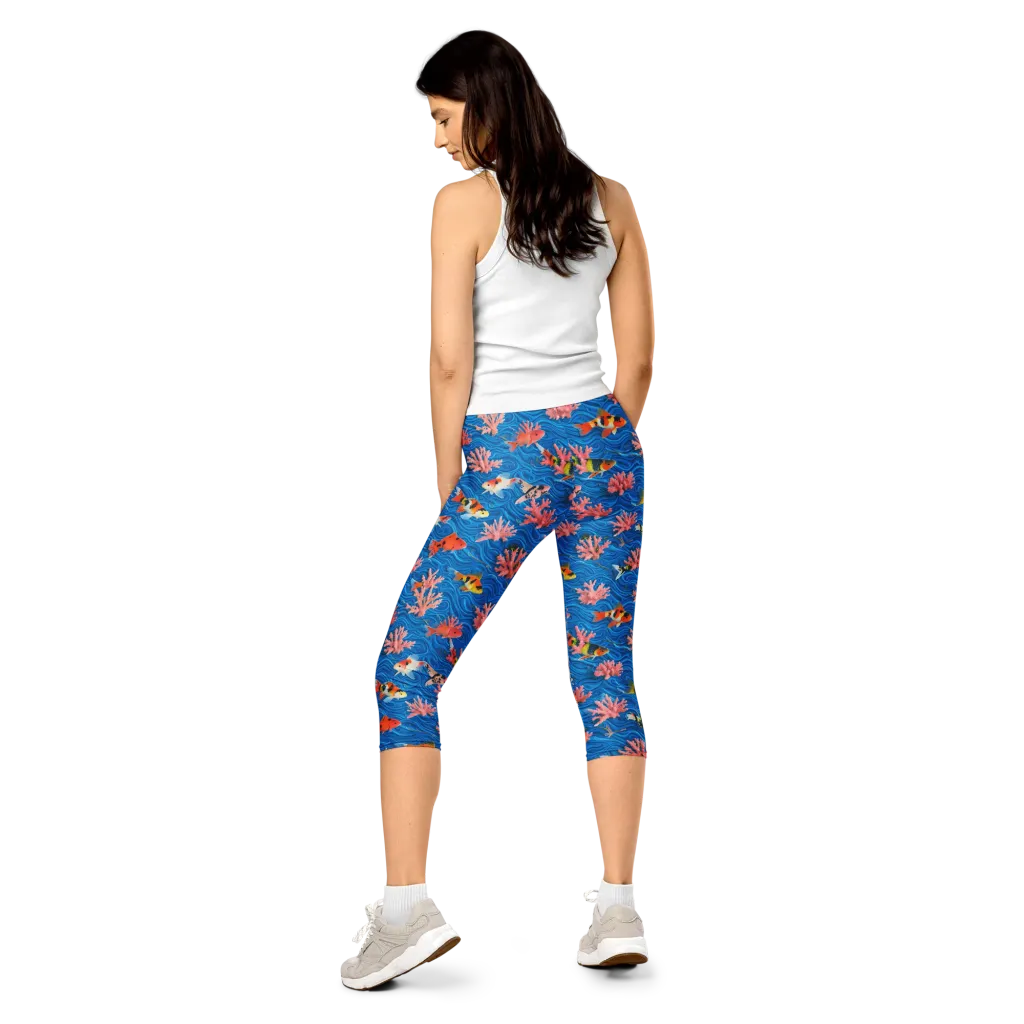 Neon Reef on Capri Leggings — Back