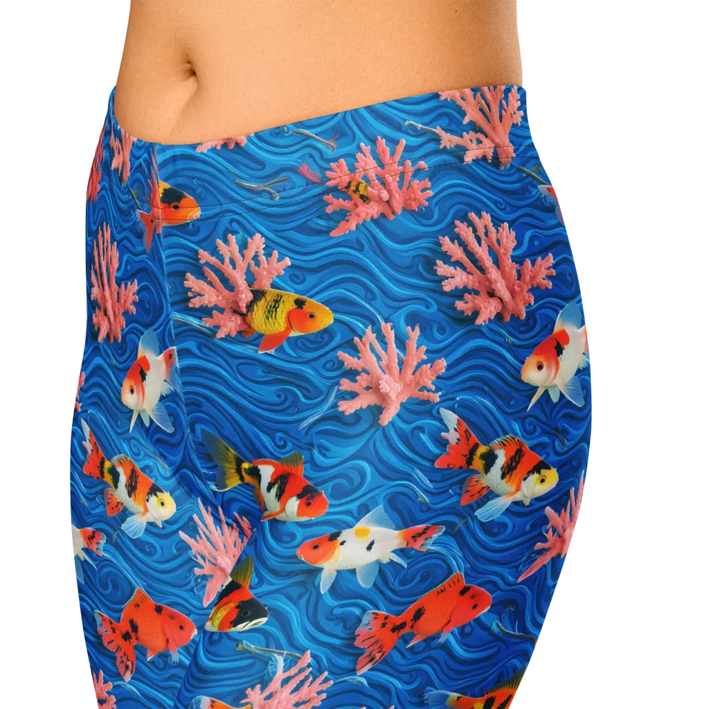 Neon Reef on Capri Leggings — Zoomed-in