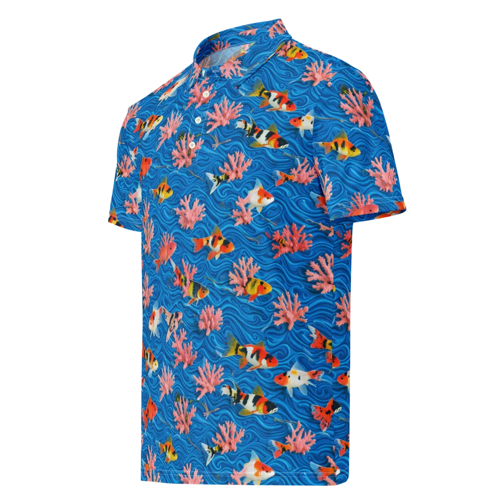 Neon Reef on Men's Slim Fit Polo Shirt — Left Front