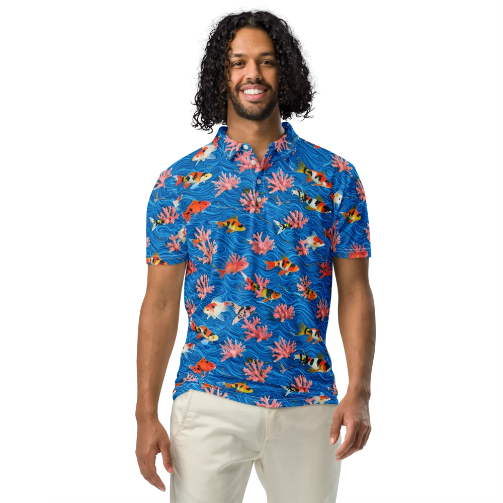 Neon Reef on Men's Slim Fit Polo Shirt — Front