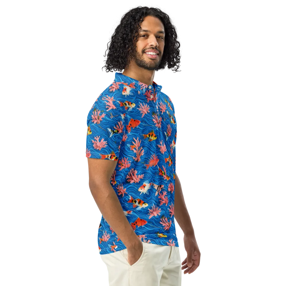 Neon Reef on Men's Slim Fit Polo Shirt — Right Front