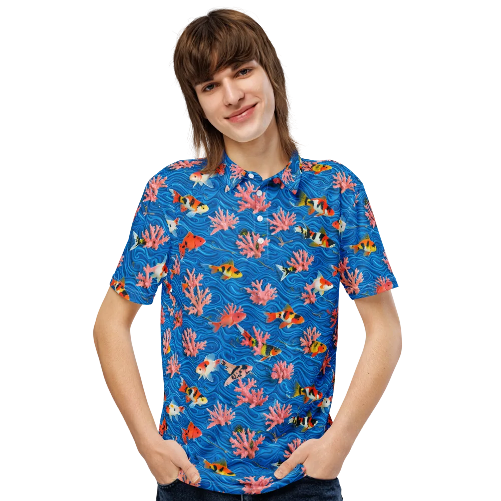 Neon Reef on Men's Slim Fit Polo Shirt — Front