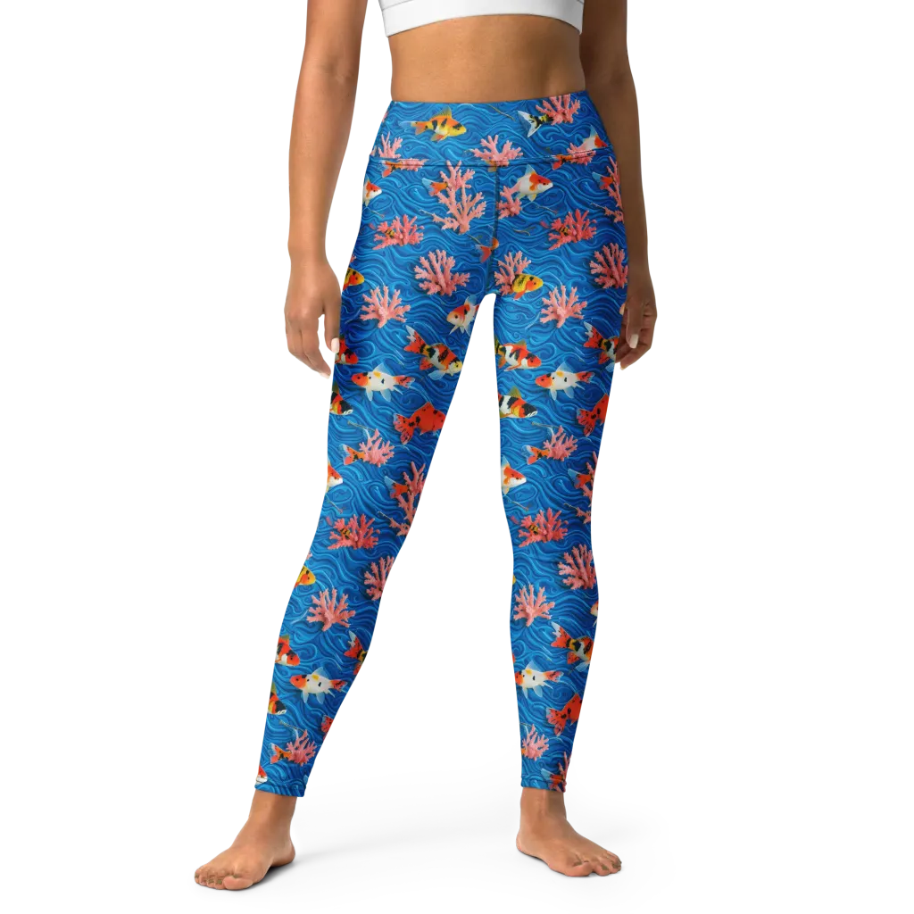 Neon Reef on Yoga Leggings — Front