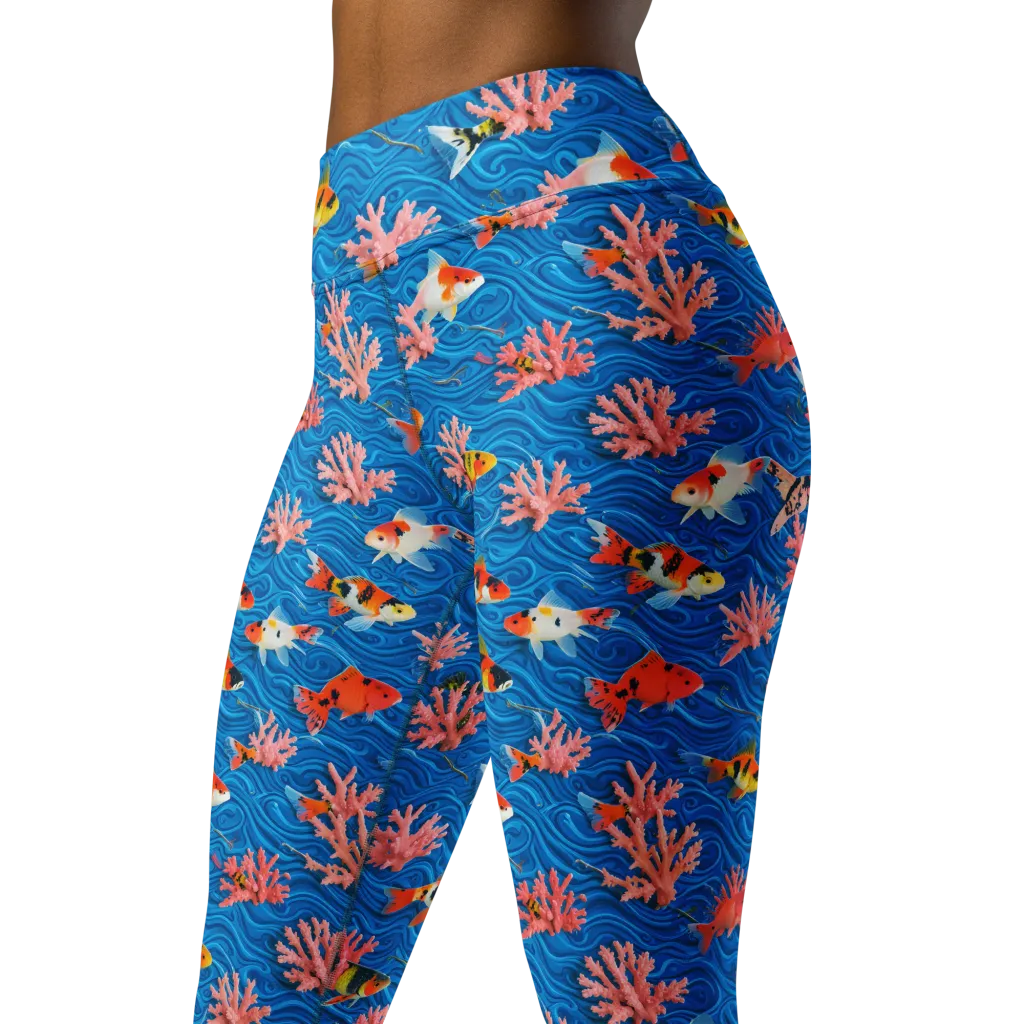Neon Reef on Yoga Leggings — Left Front