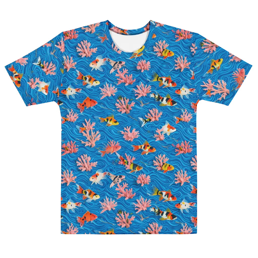 Neon Reef on Men's Cotton Crew Neck T-Shirt — Front