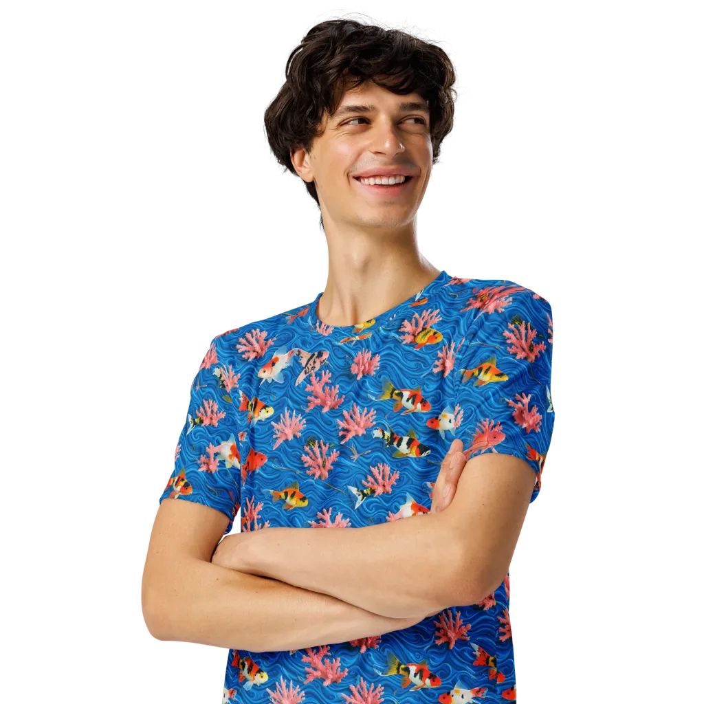 Neon Reef on Men's Crew Neck T-Shirt — Left Front