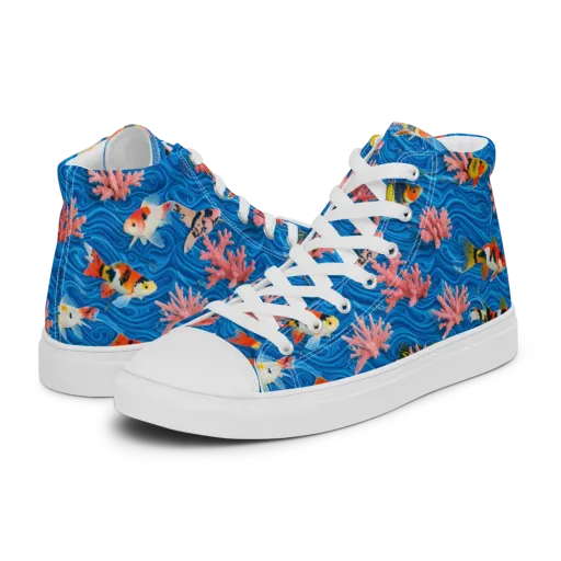 Neon Reef on a Men's High Top Canvas Shoes