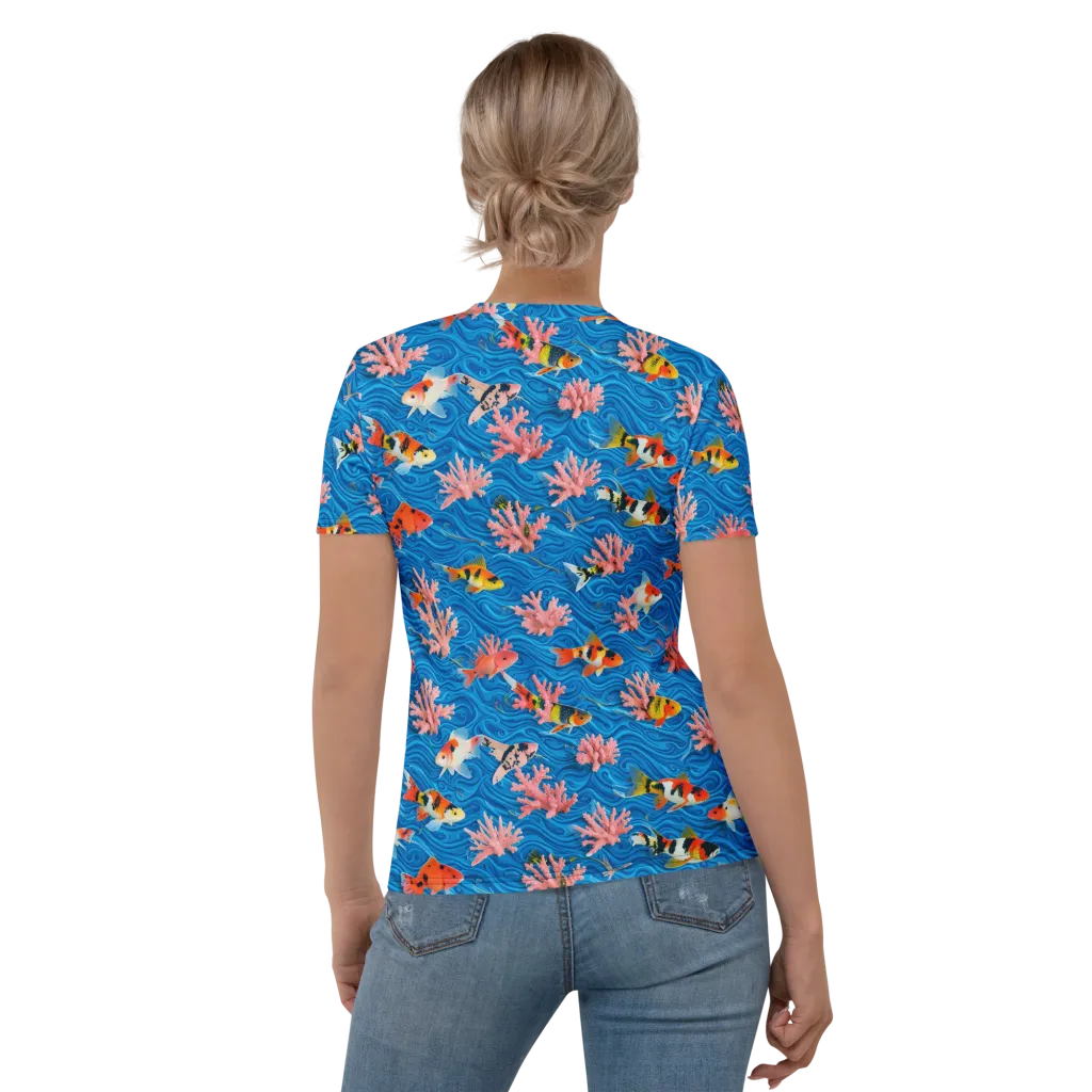 Neon Reef on Women's Crew Neck T-Shirt — Back