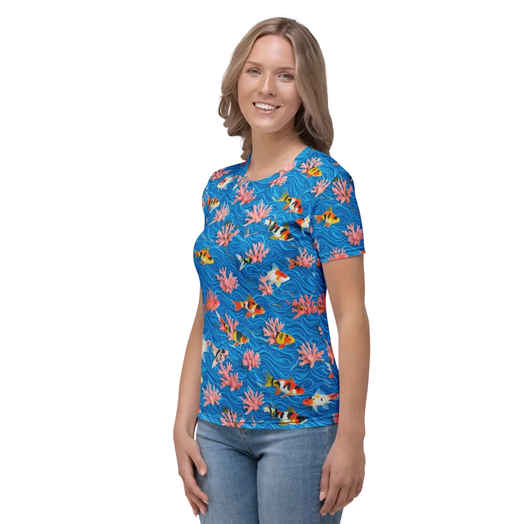 Neon Reef on Women's Crew Neck T-Shirt — Left
