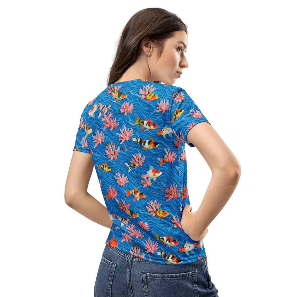 Neon Reef on Women's Crew Neck T-Shirt — Back