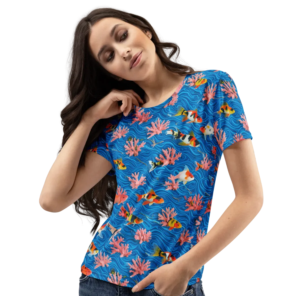 Neon Reef on Women's Crew Neck T-Shirt — Left Front