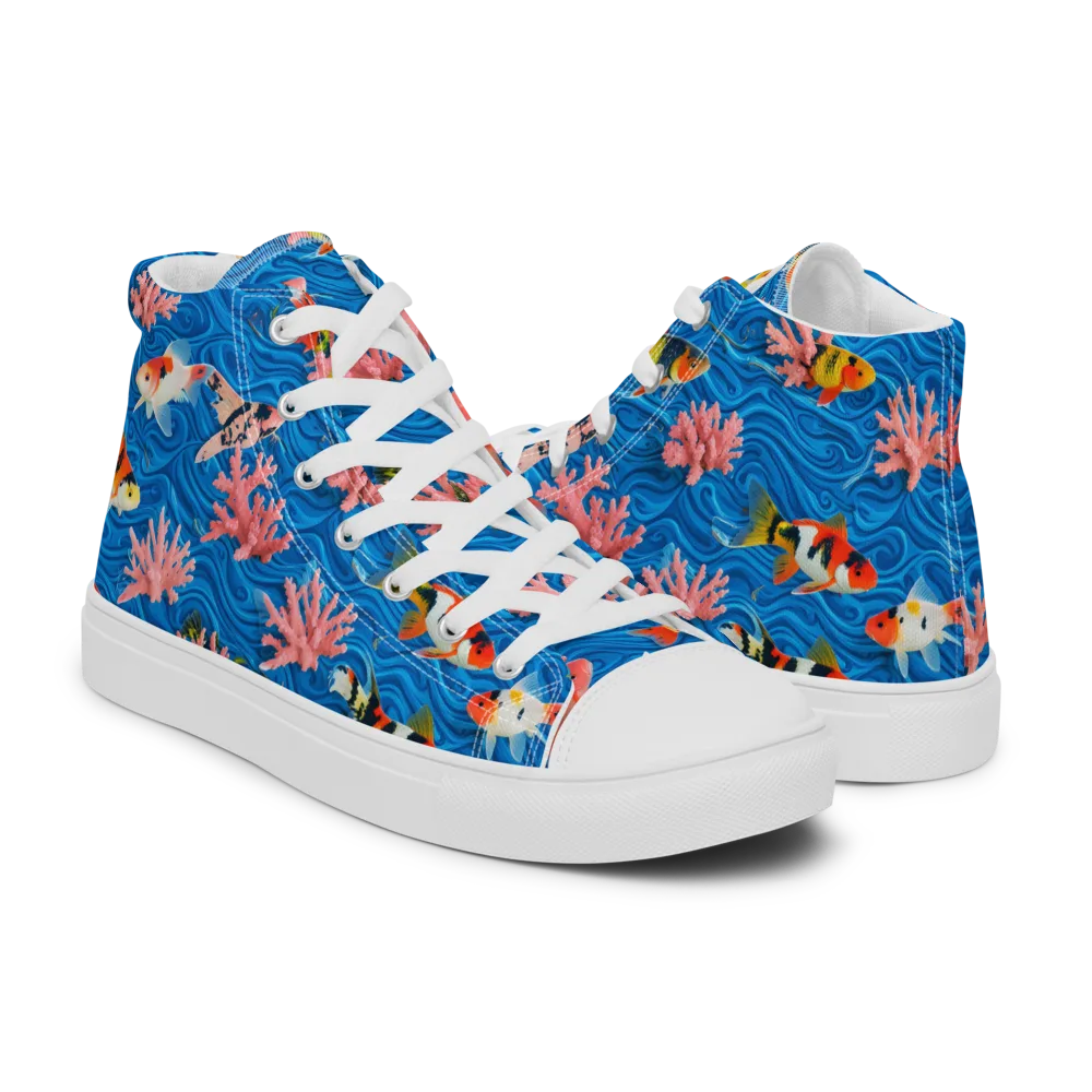 Neon Reef on Women's High Top Canvas Shoes — Right