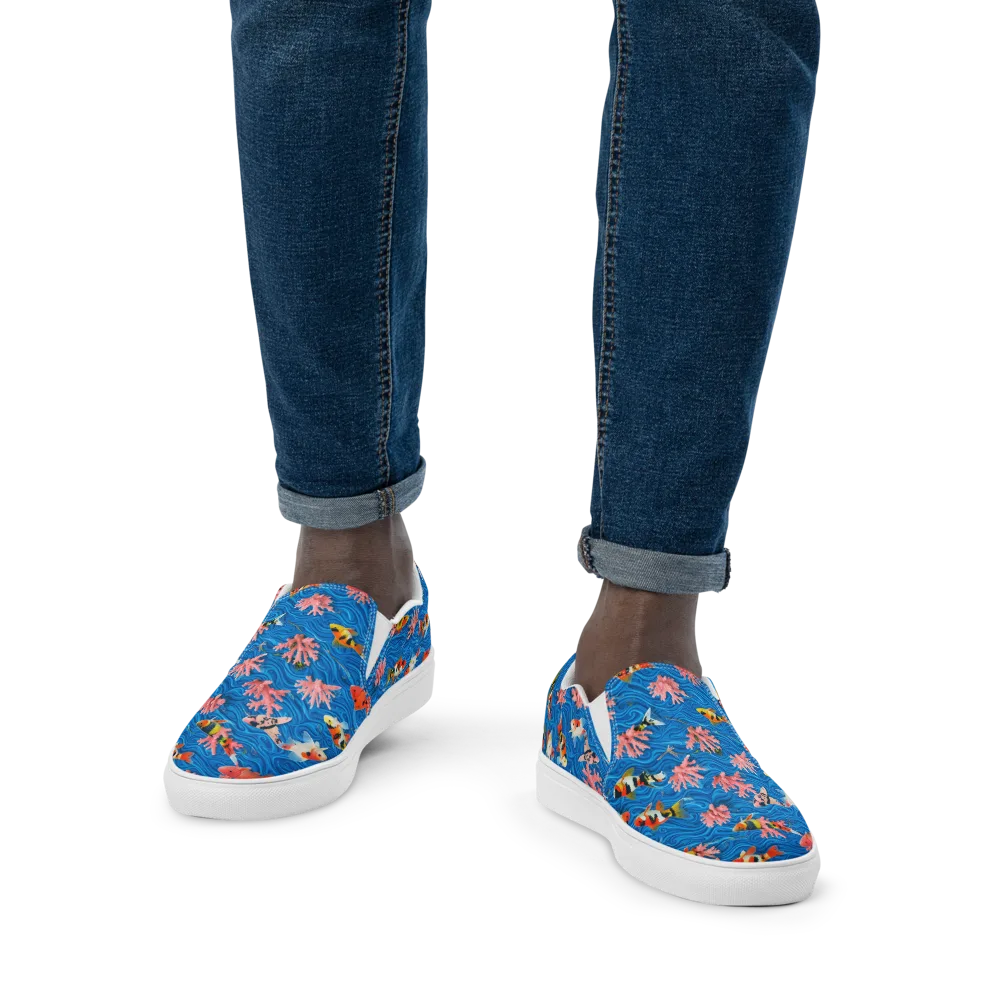 Neon Reef on Men's Slip-On Canvas Shoes — Front