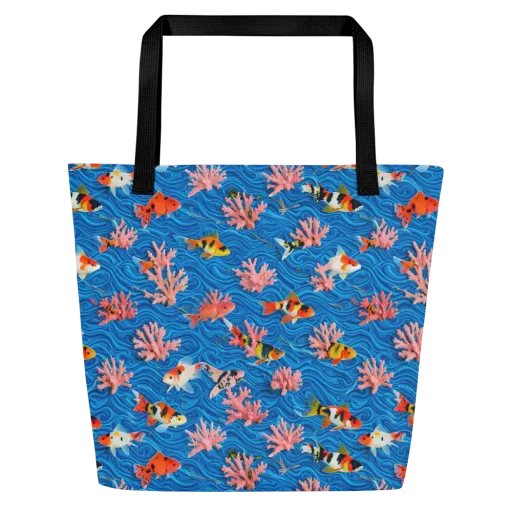 Neon Reef on a Large Tote Bag W/ Pocket