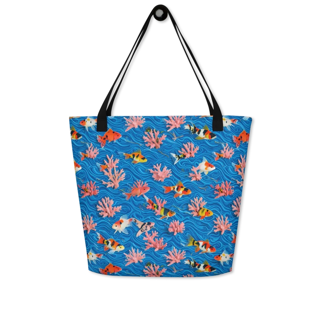 Neon Reef on Large Tote Bag W/ Pocket — Front