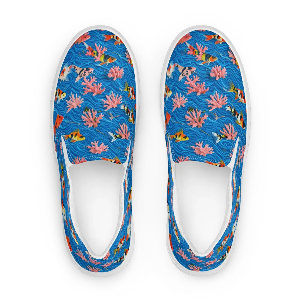 Neon Reef on Women's Slip-On Canvas Shoes — Front