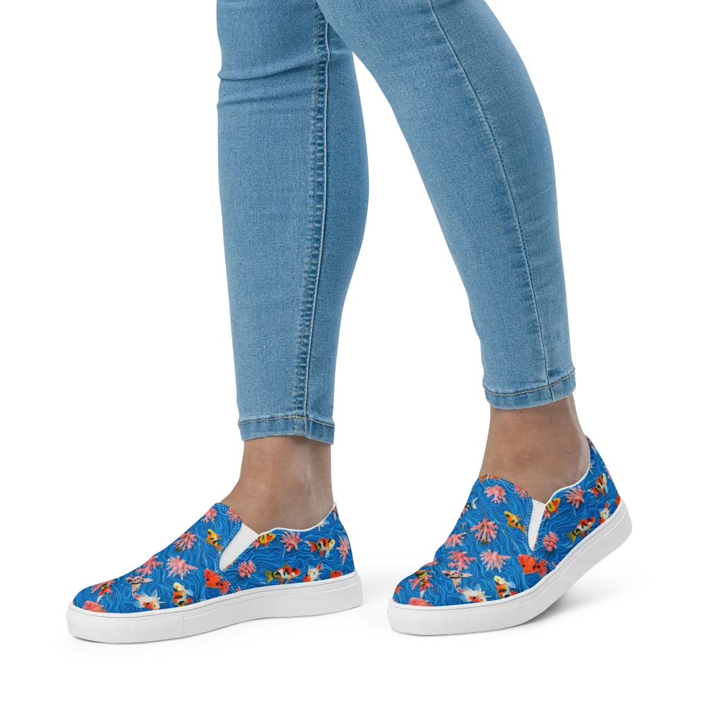 Neon Reef on Women's Slip-On Canvas Shoes — Front