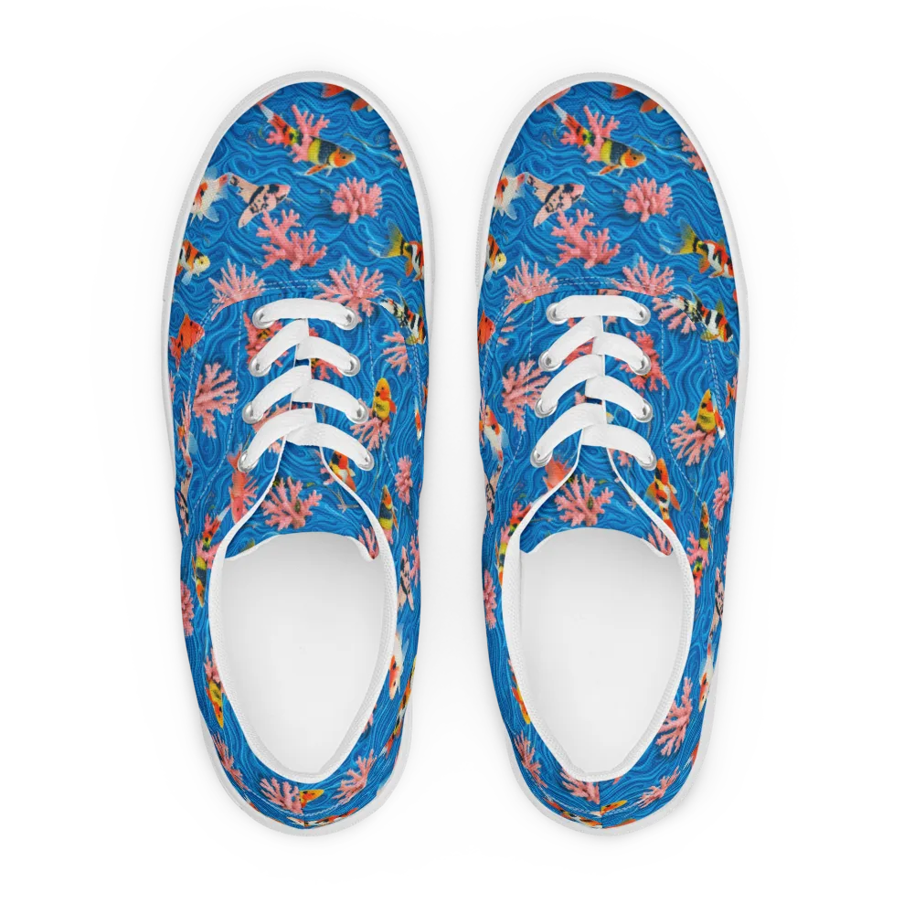 Neon Reef on Men's Lace-Up Canvas Shoes — Front