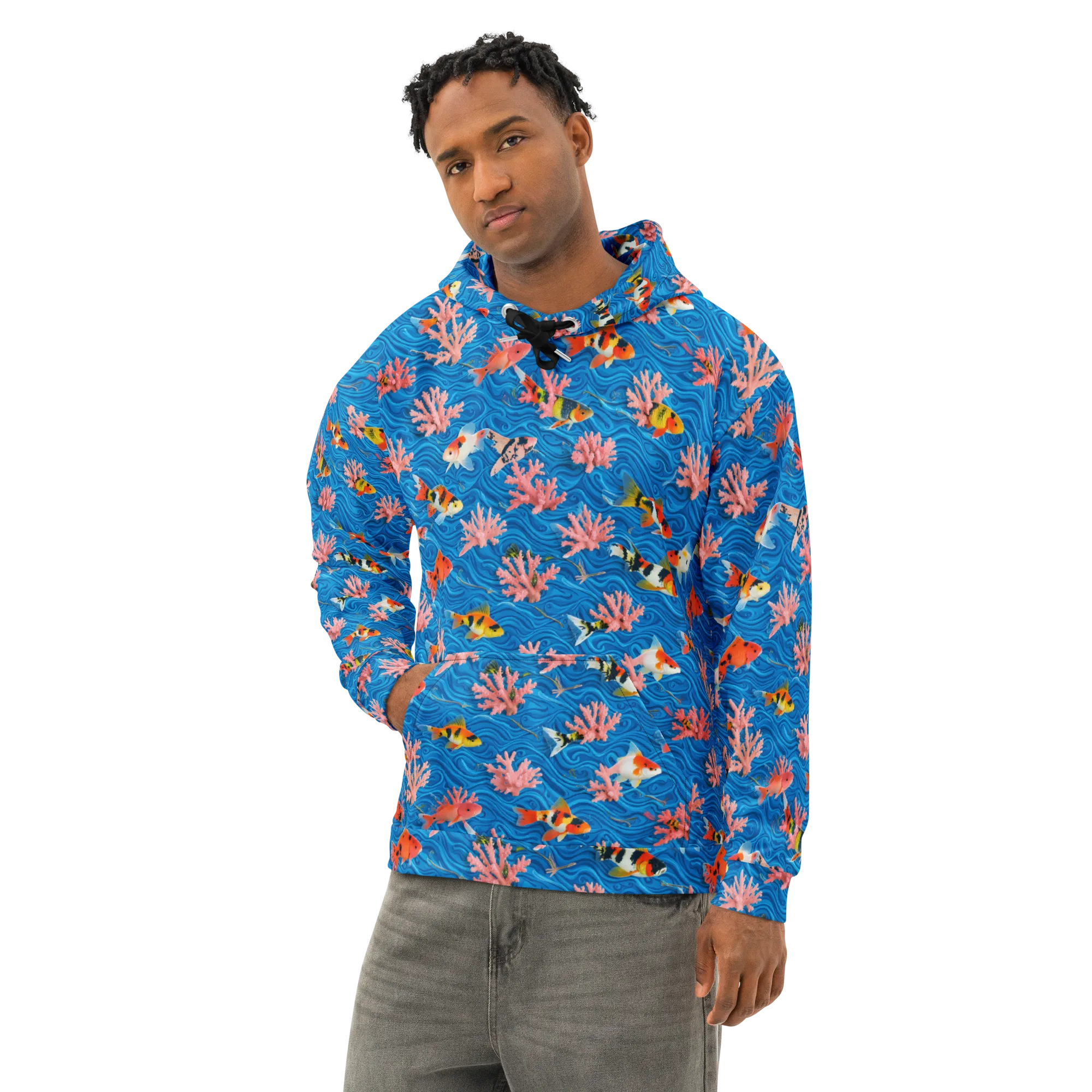 Neon Reef on Cotton Hoodie — Left Front