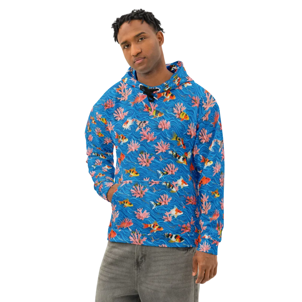 Neon Reef on Cotton Hoodie — Left Front