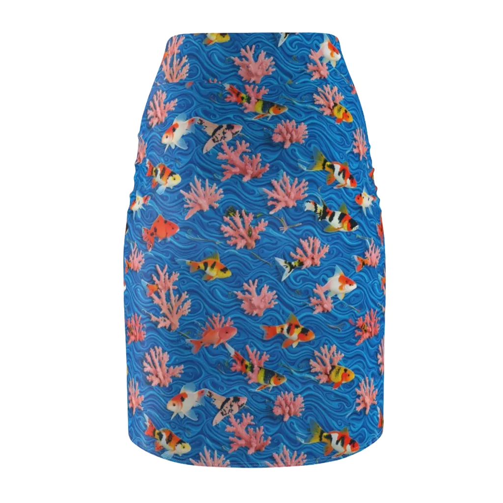 Neon Reef on Pencil Skirt — Back