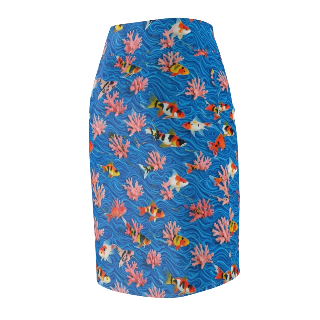 Neon Reef on Pencil Skirt — Back Side