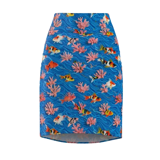 Neon Reef on a Pencil Skirt