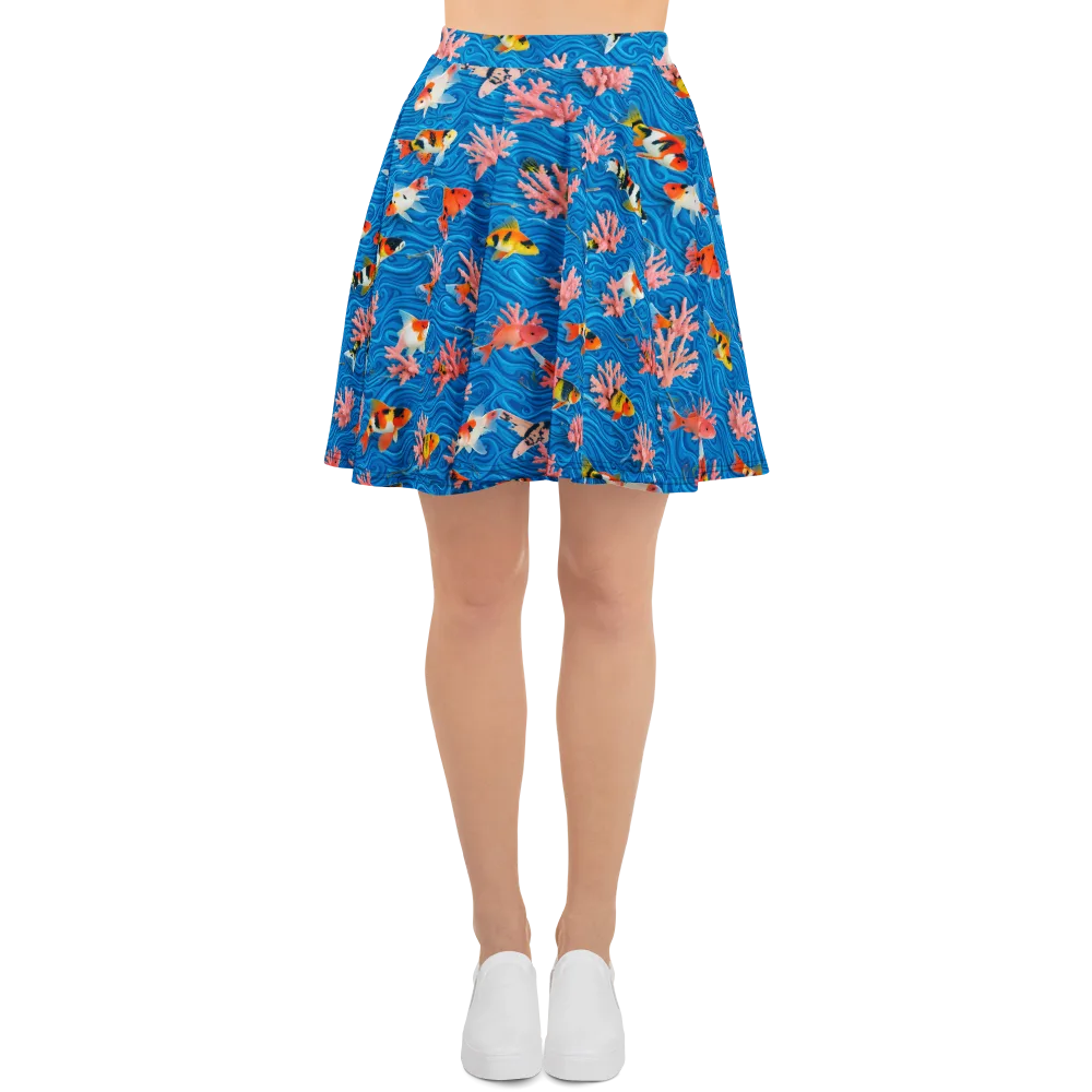 Neon Reef on Skater Skirt — Front