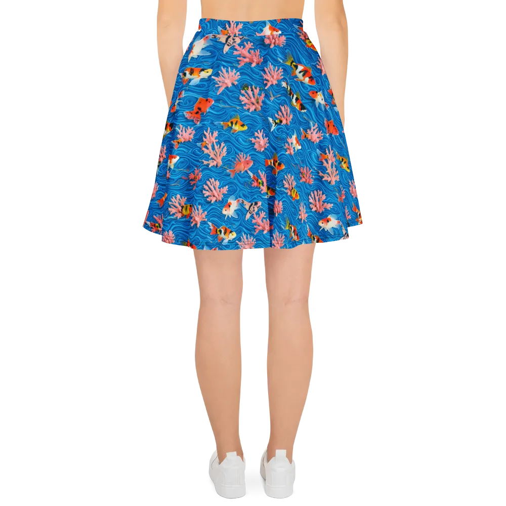 Neon Reef on Skater Skirt — Back