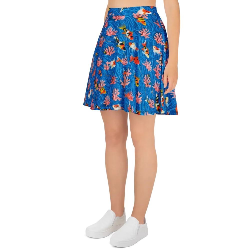 Neon Reef on Skater Skirt — Left