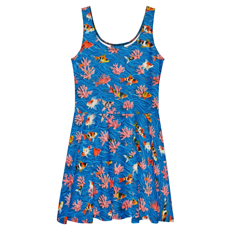 Neon Reef on Skater Dress — Front