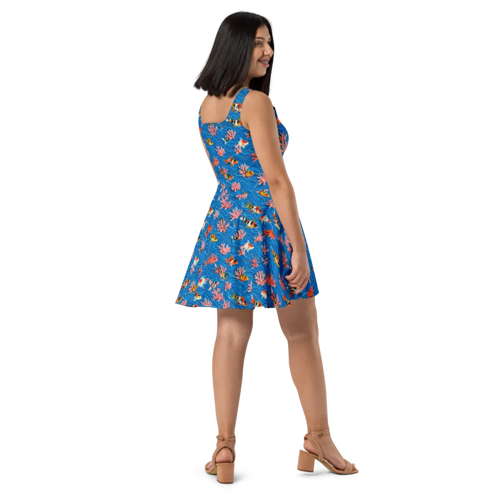 Neon Reef on Skater Dress — Right