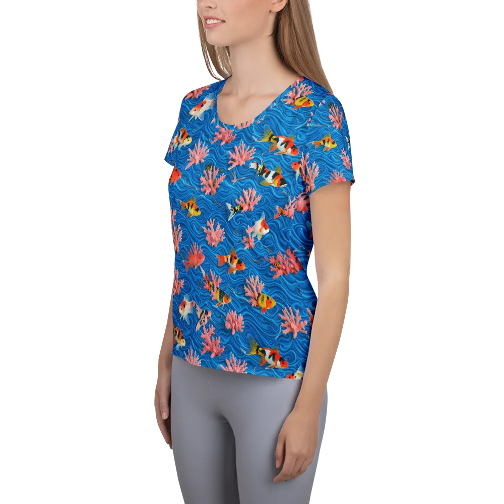 Neon Reef on Women's Athletic T-Shirt — Left