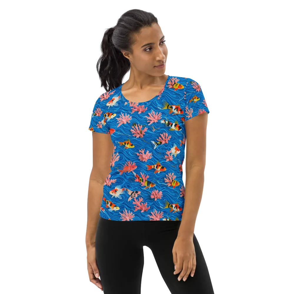 Neon Reef on Women's Athletic T-Shirt — Front