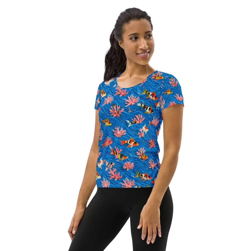 Neon Reef on Women's Athletic T-Shirt — Left