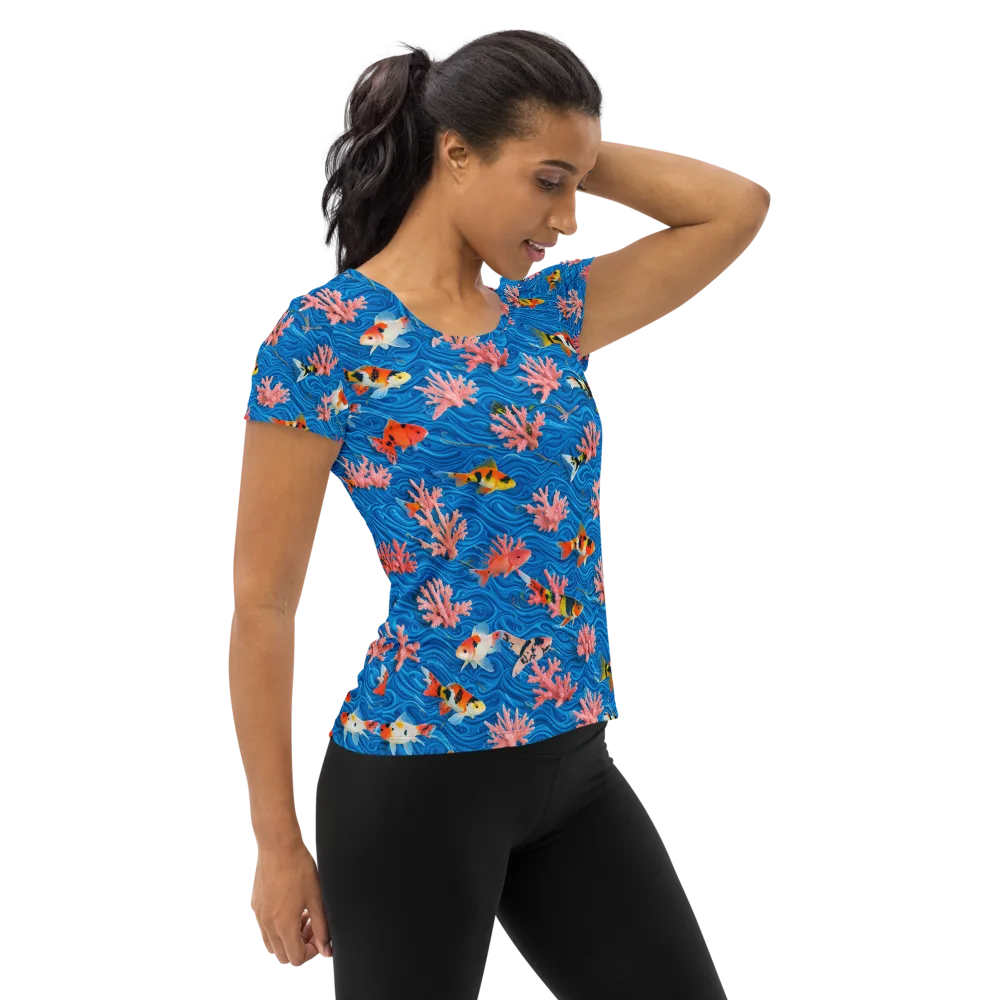 Neon Reef on Women's Athletic T-Shirt — Right