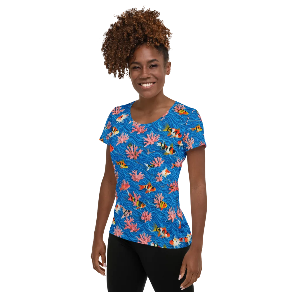 Neon Reef on Women's Athletic T-Shirt — Left