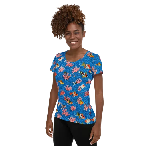 Neon Reef on a Women's Athletic T-Shirt