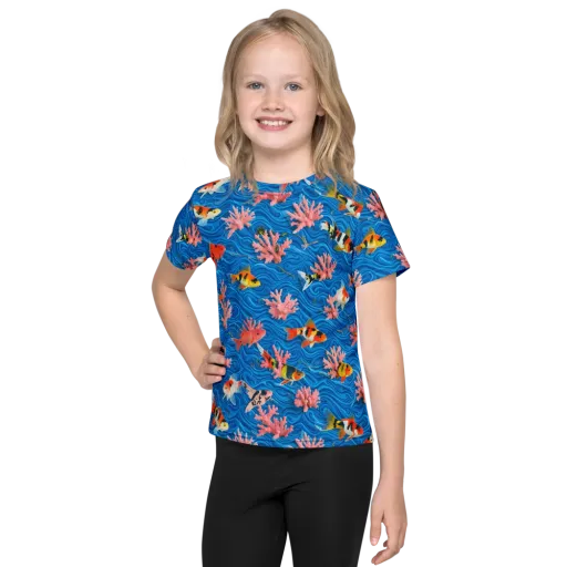 Neon Reef on a Kids Crew Neck T-Shirt