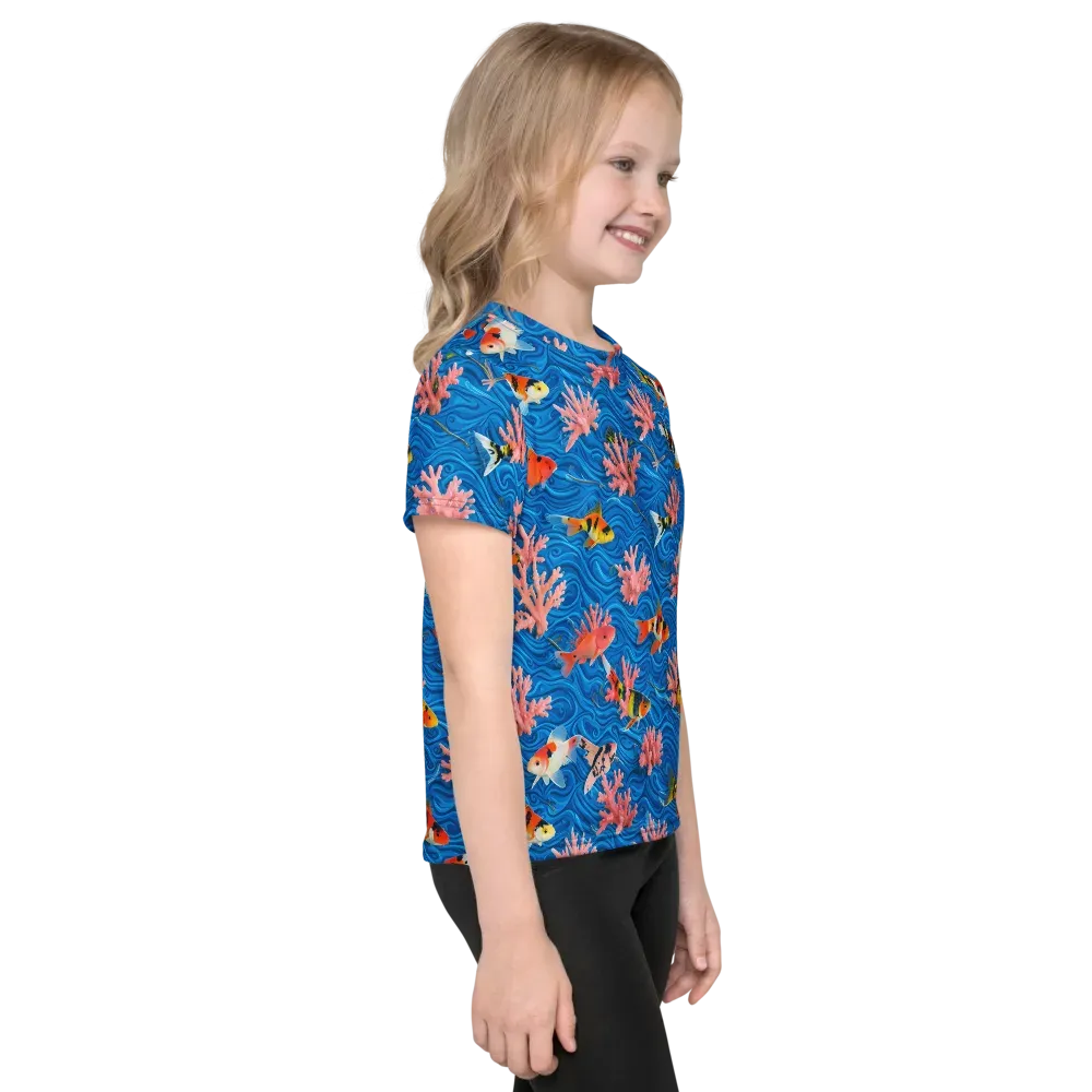 Neon Reef on Kids Crew Neck T-Shirt — Right