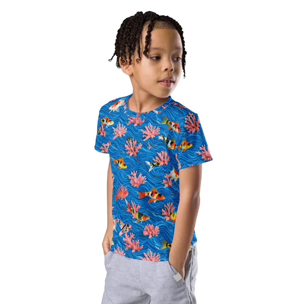 Neon Reef on Kids Crew Neck T-Shirt — Left Front