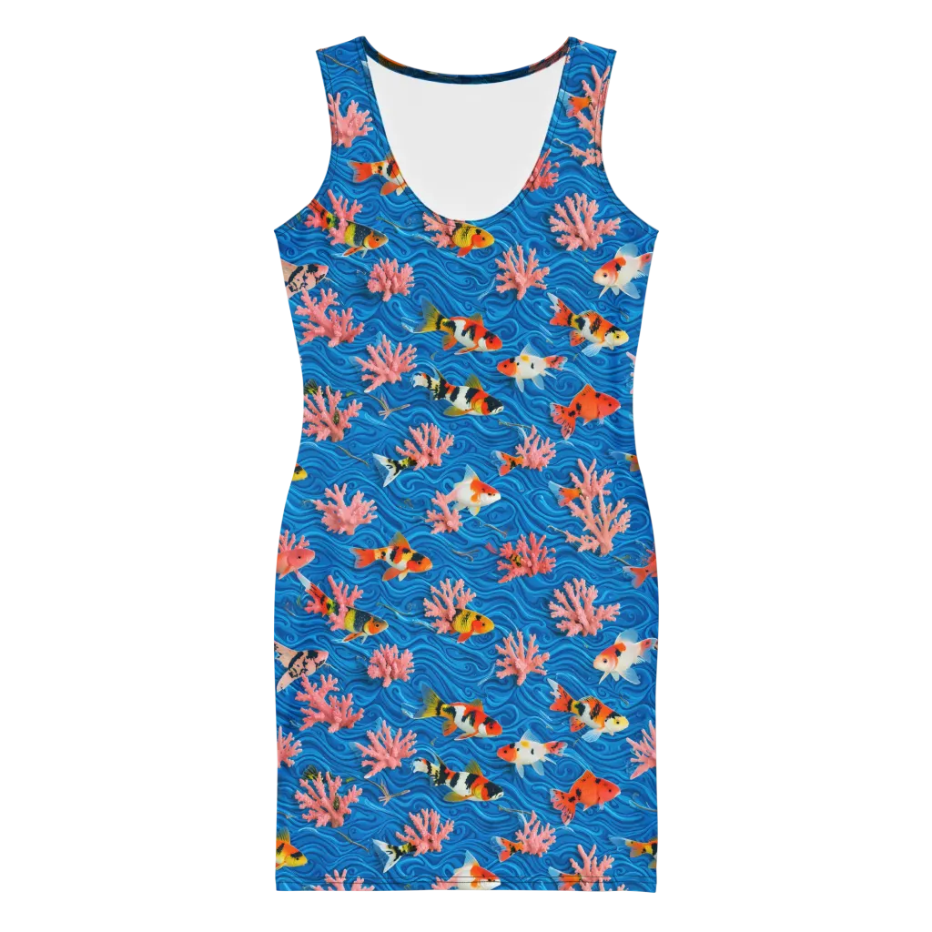 Neon Reef on Bodycon Dress — Front