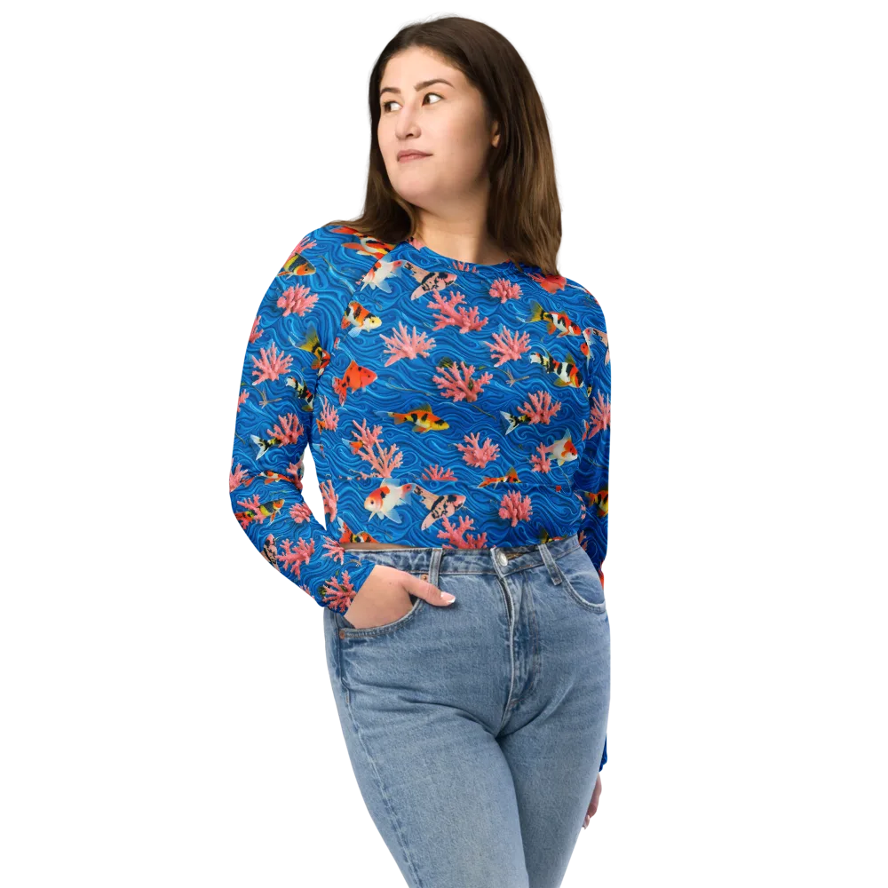 Neon Reef on Long Sleeve Crop Top — Front