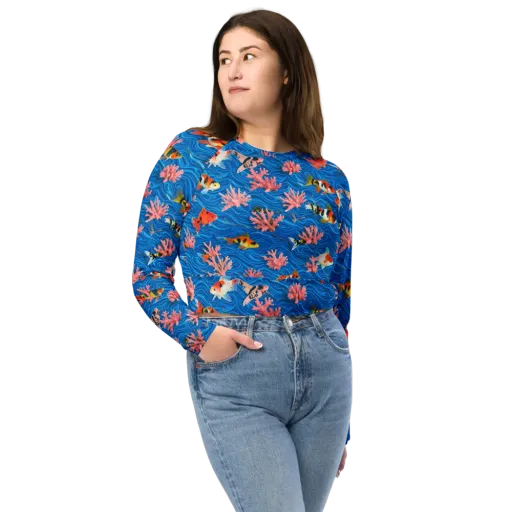 Neon Reef on a Long Sleeve Crop Top