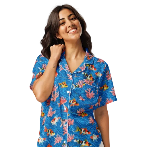 Neon Reef on a Women's Short Sleeve Pajama Top