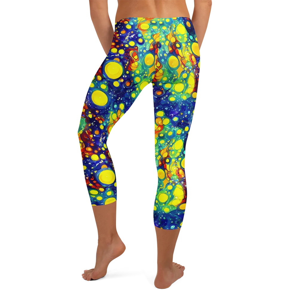 Midnight Bubbles on Capri Leggings — Back