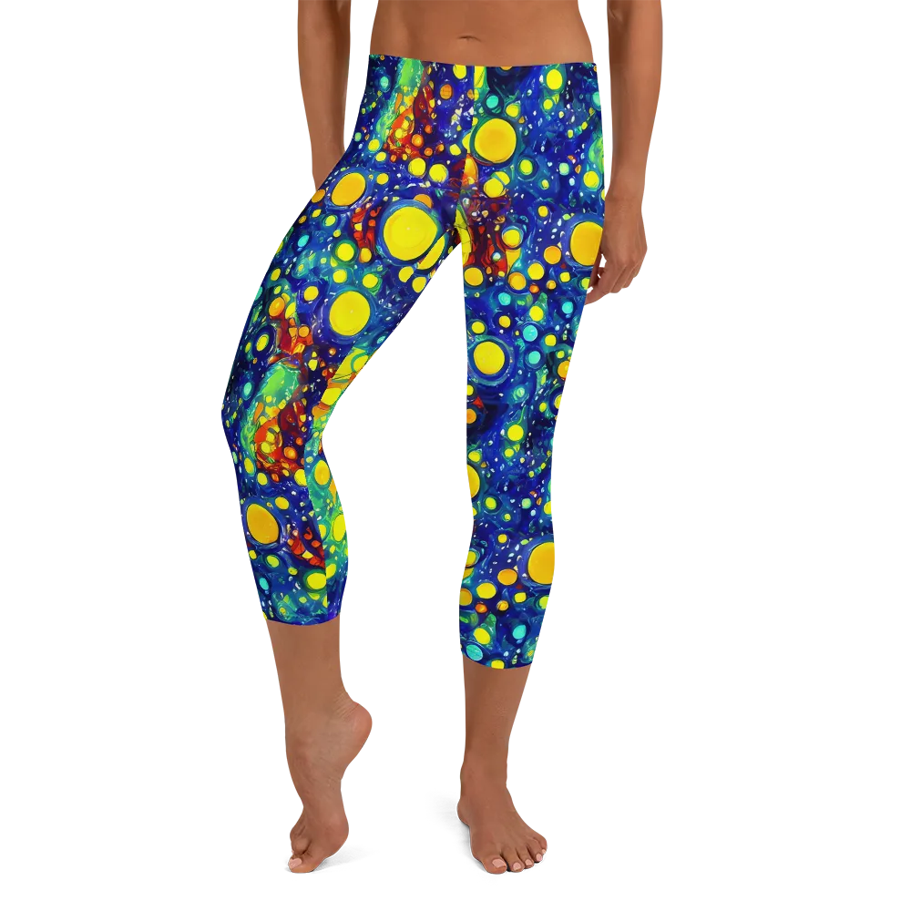 Midnight Bubbles on Capri Leggings — Front