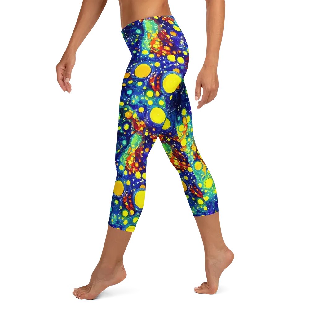 Midnight Bubbles on Capri Leggings — Left